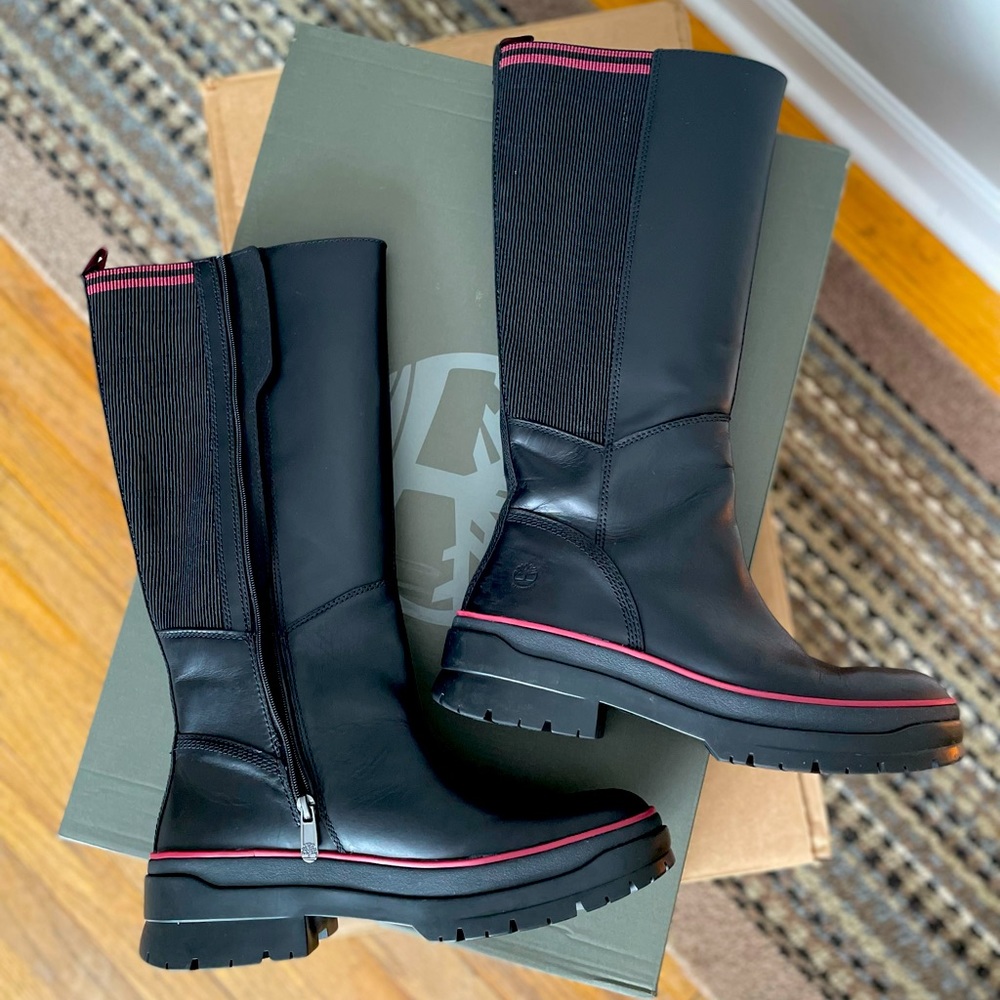 Timberland Malynn Tall Black Leather Boots—women’s 11 LIKE NEW!!
